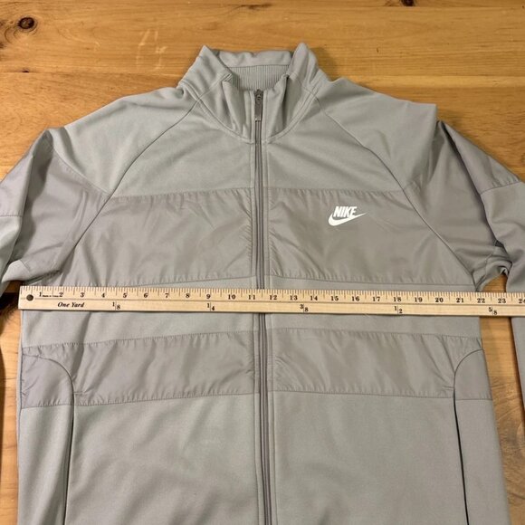 Vintage Y2K Nike Gray Full Zip Track Jacket Size Large L Striped Windbreaker - Picture 8 of 14